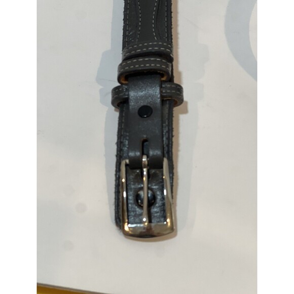 VTG Justin Genuine Leather Top Grain Cowhide Gray Silver Tone Buckle 38 Belt - Picture 3 of 11